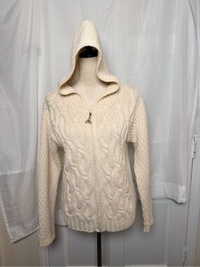 Aran Crafts 100% Merino Wool Zip Hoodie - Size M- Authentic Irish Brand